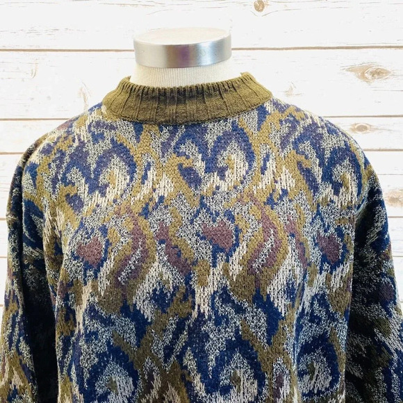 PACIFIC CLUB Men Long Sleeve Pull Over High-Neck Knit Sweater Top Size Large - Picture 2 of 11